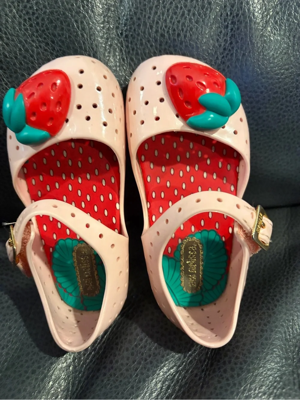 Mini Melissa Pink Strawberry Jelly Mary Jane Shoes